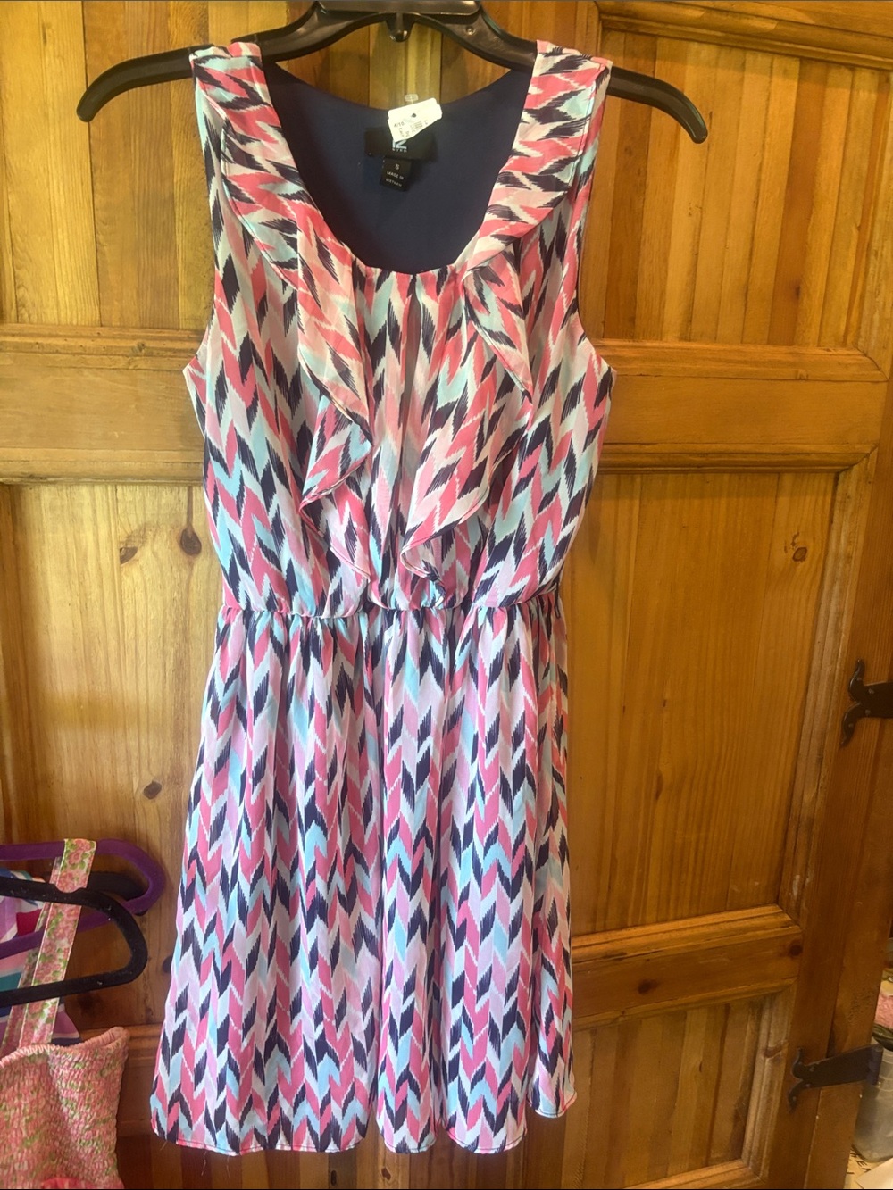 Iz Byer Sleeveless Dress in Navy and White